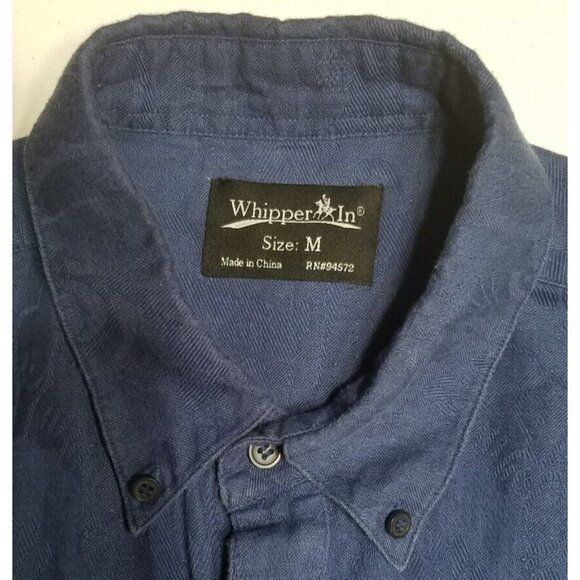 Whipper In Linen Blend Button Up Long Sleeve Shirt Blue Floral Print Men's M - Picture 6 of 15